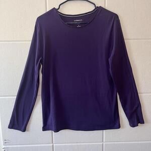 Croft & Barrow Women's 100% Cotton Tee Size Large L  14 -16 Purple Long Sleeve